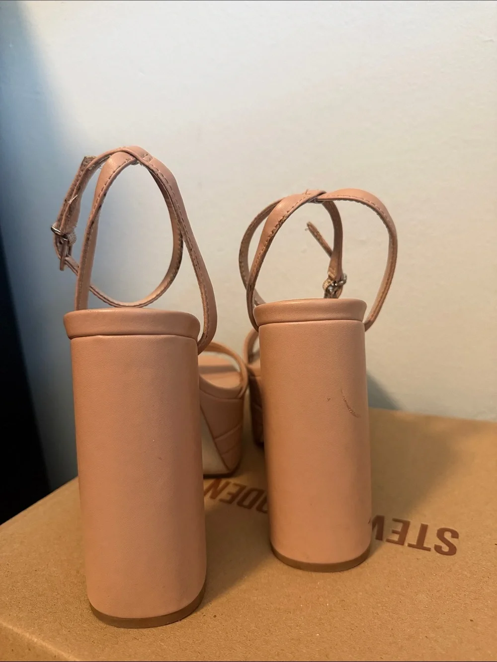 Steve Madden Nude Blush Platform Ankle-Strap Sandals